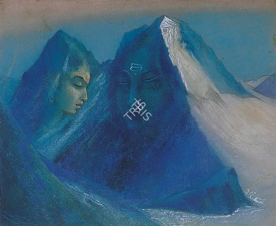 Sen, Bireshwar (Artist). Shiva & Parvati, mid 1950s | Painting, Os.Mum/24.02.01, 2001 · Osian's