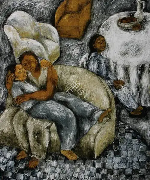 Anjum Singh (Artist), Woman With Sofas, Painting