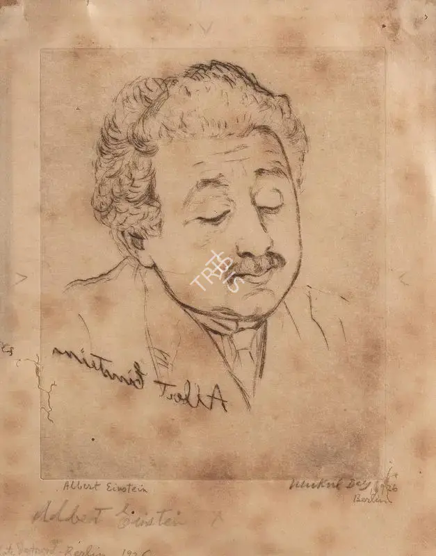 Mukul Dey (Artist), Albert Einstein, 1926, Graphic Art