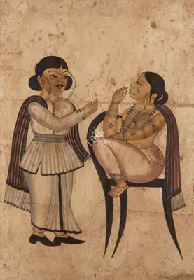 Kalighat Patas (Artist), Untitled (Couple), 1910, Painting