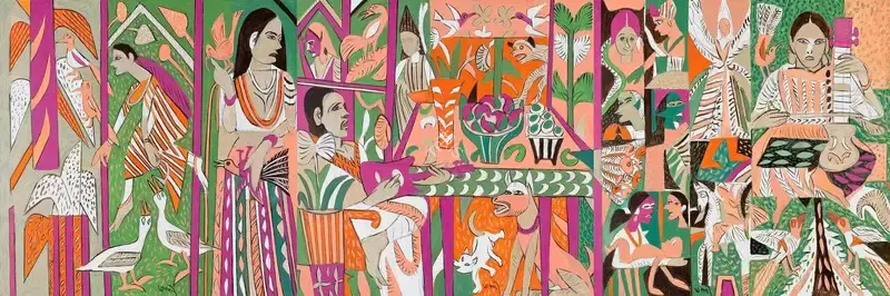 Subramanyan, K.G. (Artist). Pastoral, 2014 | Painting, Sa.Del/04.09.14, 2014 · Saffronart