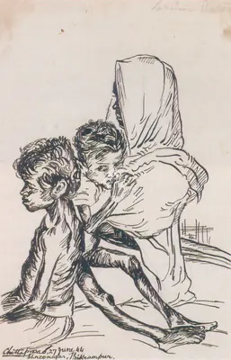 Chittaprosad (Artist), Bengal Famine, 1944, Drawing