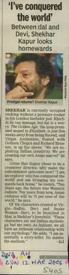 Ramesh Nair (Reporter), I've Conqueres the world', 2006, Newspaper Clipping