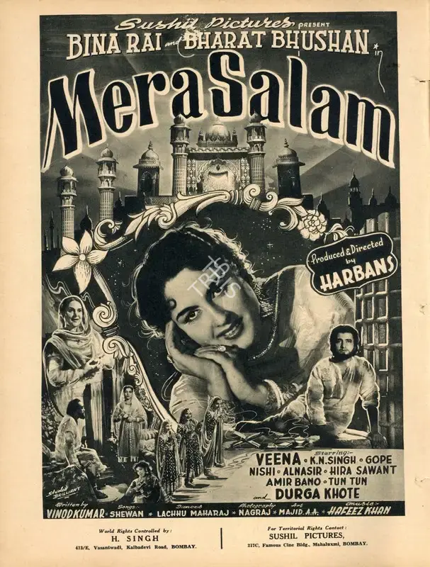 Harbans (Producer), Mera Salam, 1957, Advertisement