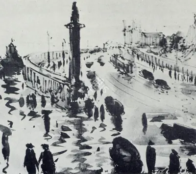 P.A. Dhond (Artist), Bhaikhala Bridge, 1958, Painting