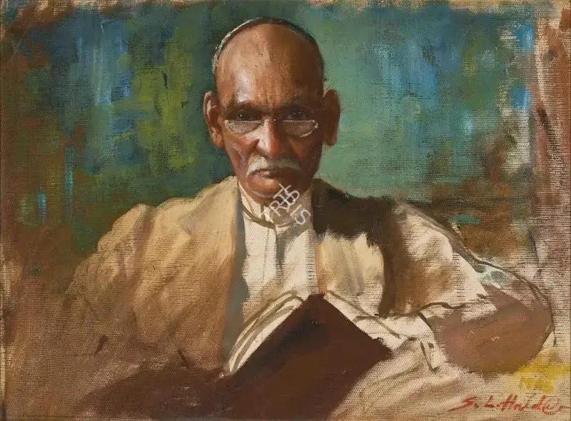 S.L. Haldankar (Artist), Portrait of a Gentle man, 1945, Painting
