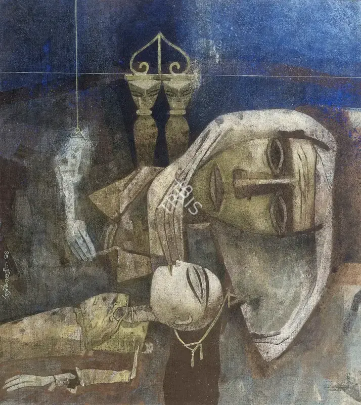 Pyne, Ganesh (Artist). Night of the Puppeteer, 1994 | Painting, Ch.NeY/20.09.23, 2023 · Christie's