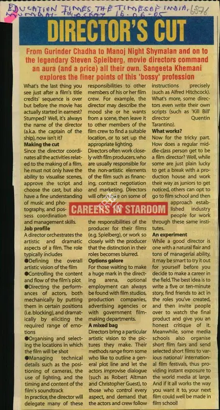 Director's cut, 2005, Newspaper Clipping