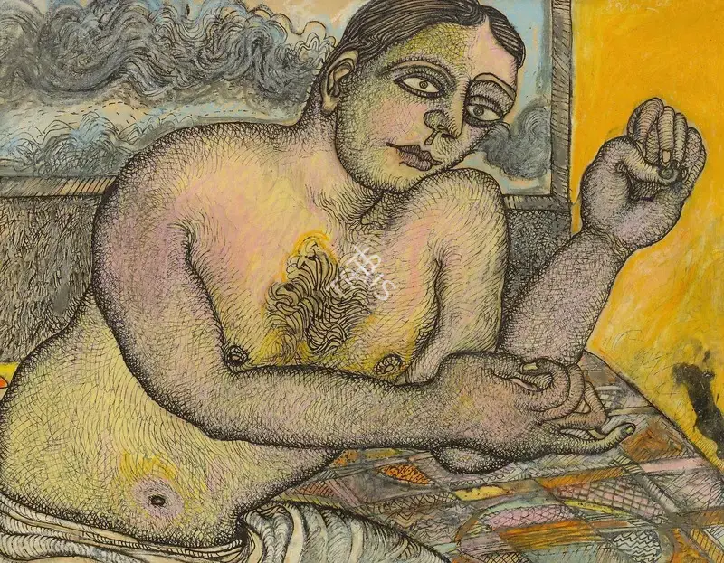 Jogen Chowdhury (Artist), The Handsome Gentleman, 1992, Drawing