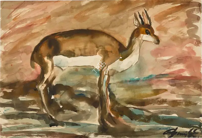 Abani Sen (Artist), Untitled (Deer), 1959, Painting