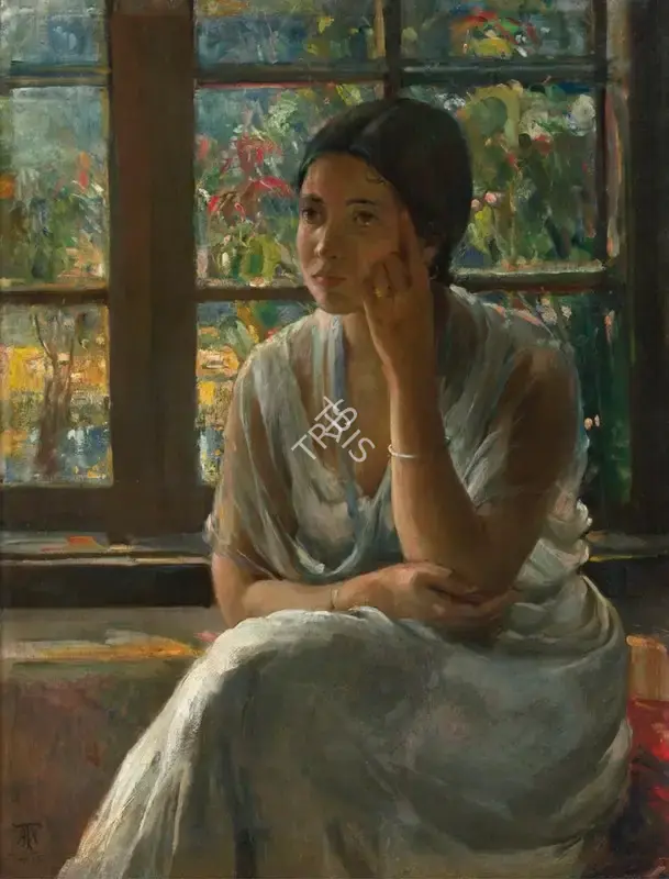 A.X. Trindade (Artist), Untitled (Girl At Window), 1915, Painting