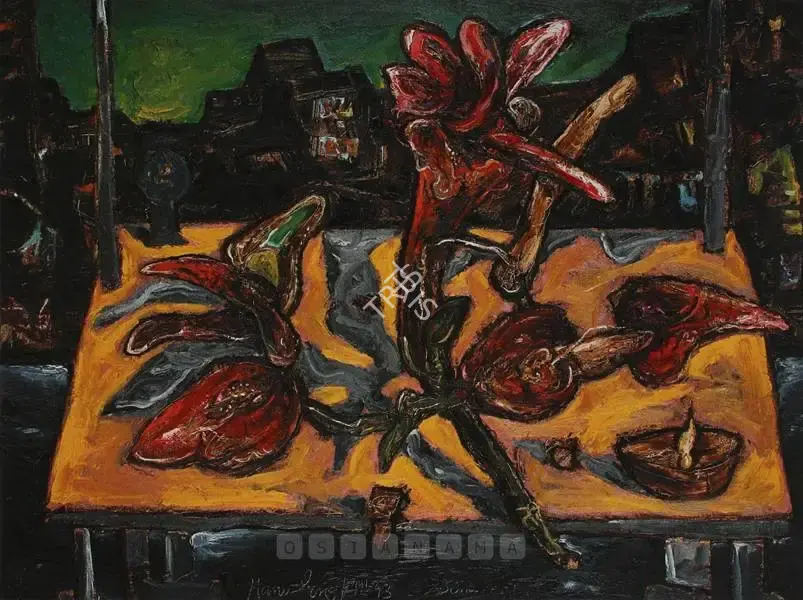 Manu Parekh (Artist), Benaras Landscape, 1993, Painting