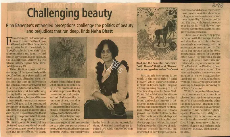 Neha Bhatt (Reporter), Challenging Beauty, 2009, Newspaper Clipping