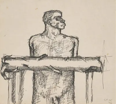 Sudhir Patwardhan (Artist), Felled Tree Trunk, 1976, Drawing