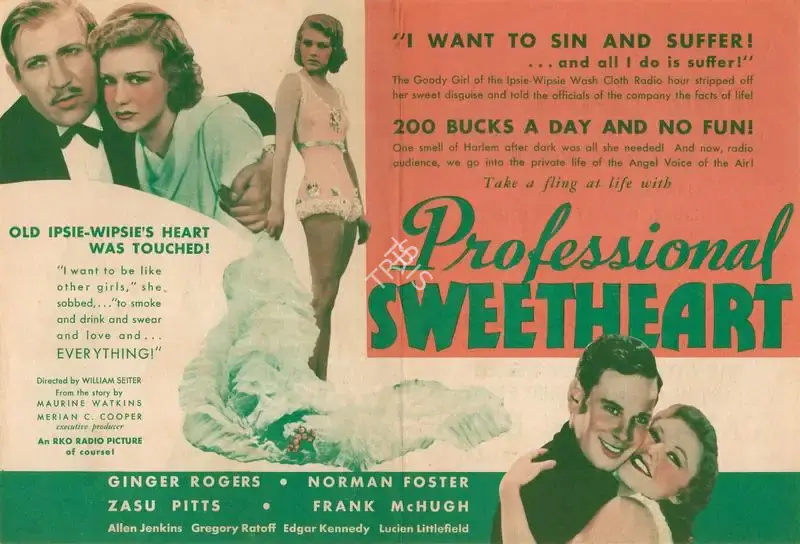 William A. Seiter (Director), Professional Sweetheart, 1933, Handbill