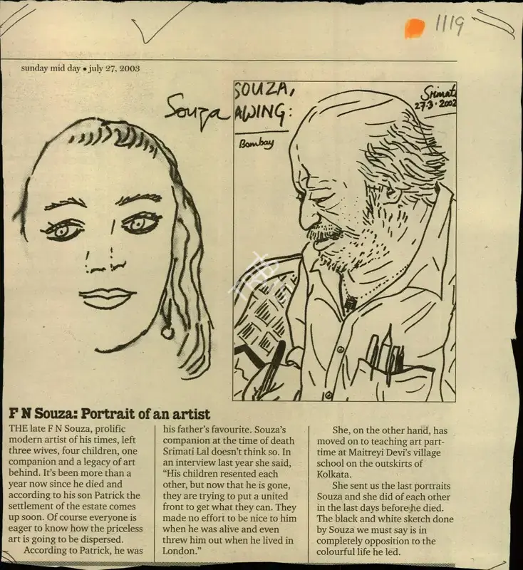 F N Souza, 2003, Newspaper Clipping