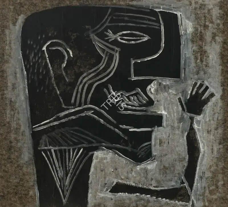 K.S. Kulkarni (Artist), Untitled (Face), 1965, Painting