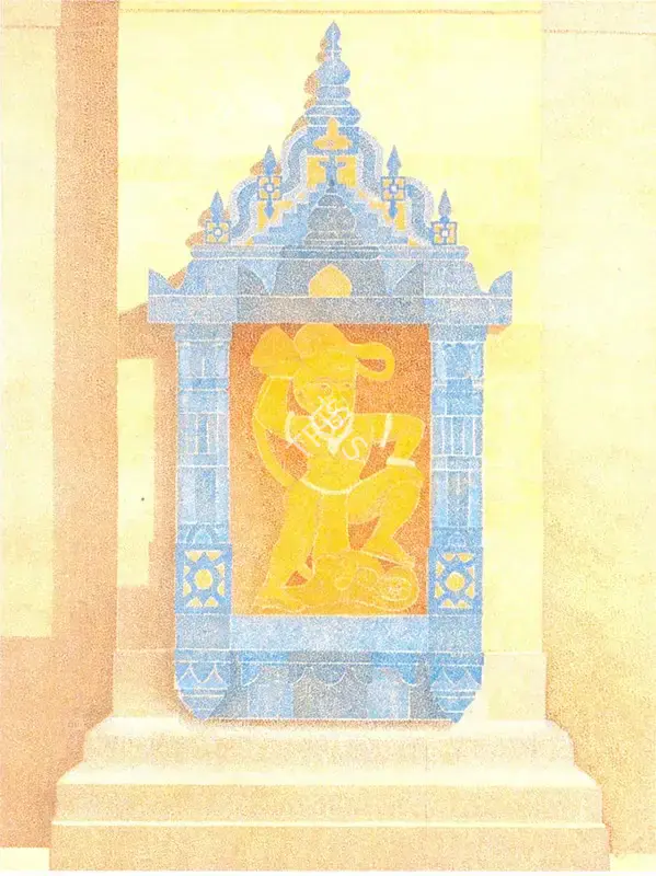 Padmanabh Bendre (Artist), Hanuman Temple - Bhimashankar, 1994, Painting
