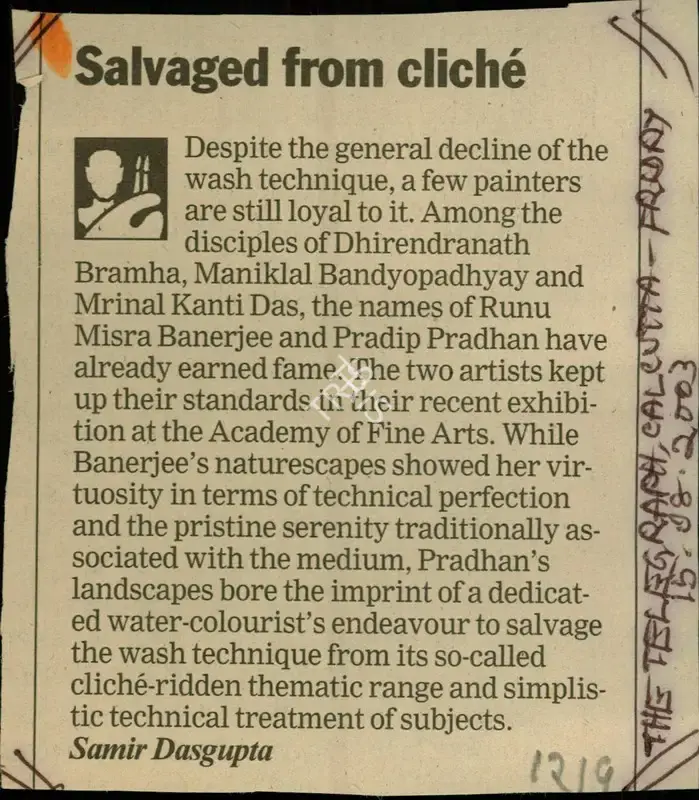 Samir Dasgupta (Reporter), Salvaged from Cliché, 2003, Newspaper Clipping