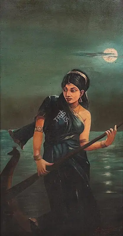 Mazumdar, Hemendranath (Artist). Satyavati/Ganga, n.d. | Painting, De.Onl/30.07.22, 2022 · DeRivaz & Ives