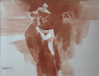Arup Das (Artist), Untitled (Two Women), 1987, Painting
