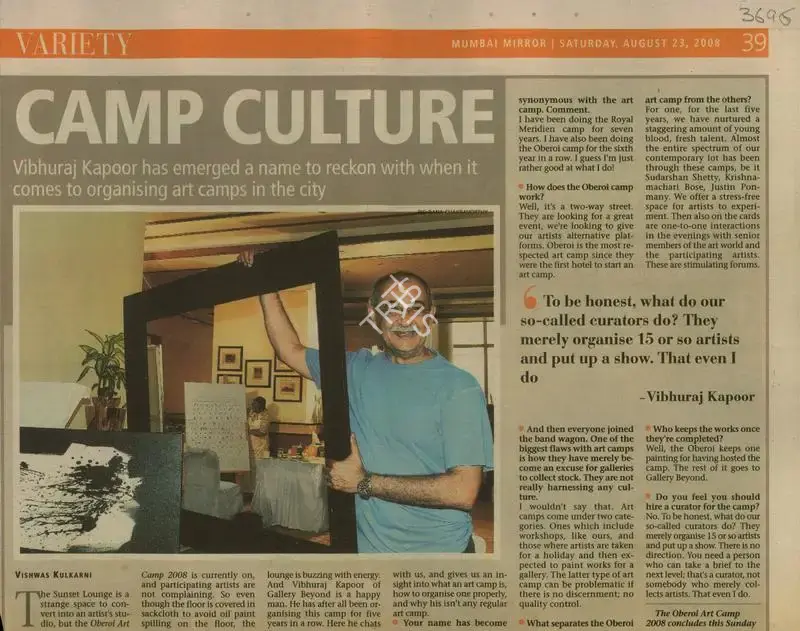 Vishwas Kulkarni (Reporter), Camp Culture, 2008, Newspaper Clipping