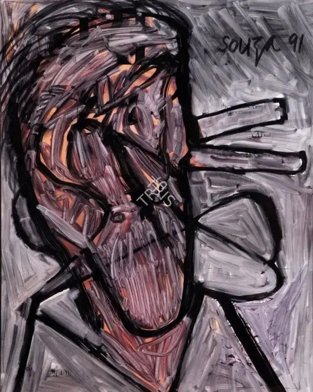 F.N. Souza (Artist), Figures in Landscape, 1968, Painting
