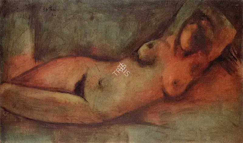 B. Vithal (Artist), Nude Reclining, 1966, Painting
