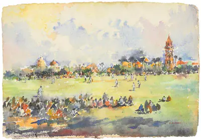 S.H. Raza (Artist), Untitled (The Oval, Bombay), 1945, Painting
