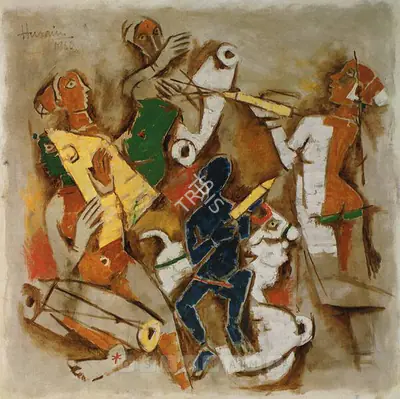 Husain, M.F. (Artist). Holi, 1960 | Painting, Sa.Onl/11.05.06, 1960