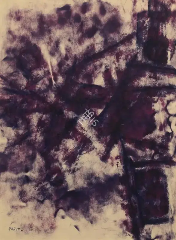 Ahmed Parvez (Artist), Purple Abstract, 1960, Painting