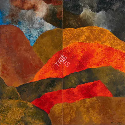 Padamsee, Akbar (Artist). Metascape - Mirror Image, 2004 | Painting, AG.Mum/28.03.19, 2019 · Asta Guru