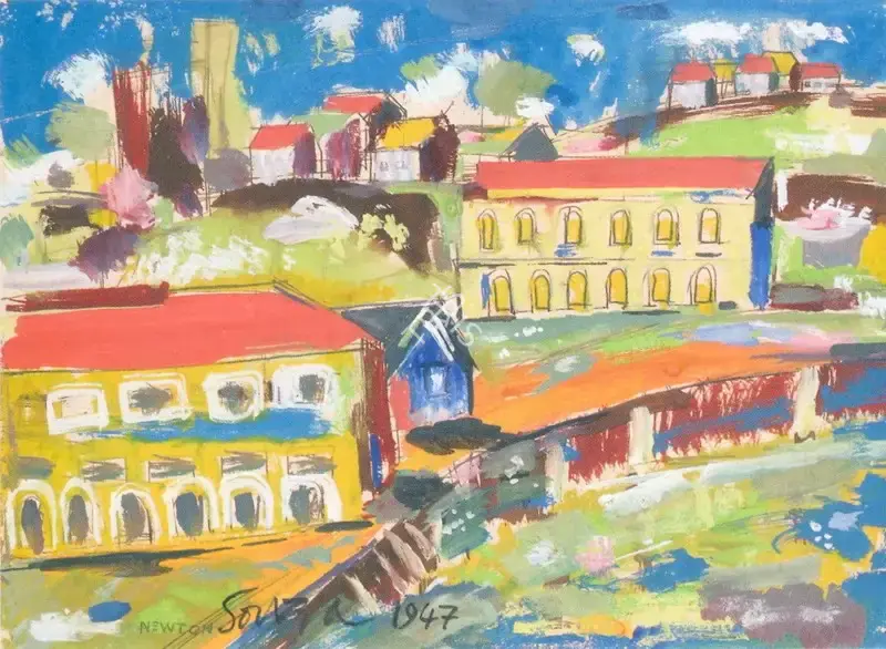 F.N. Souza (Artist), City Landscape, 1947, Painting