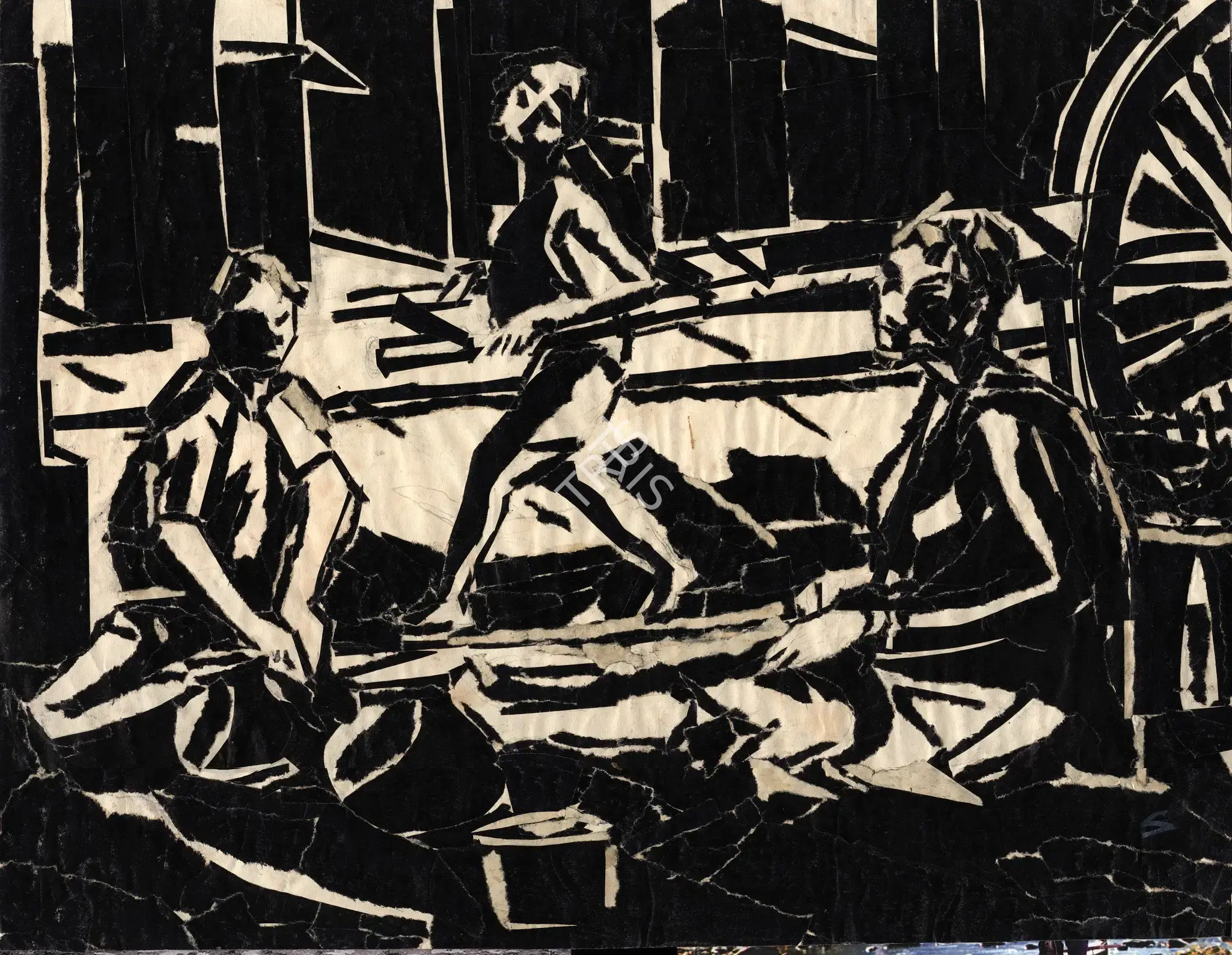 Somnath Hore (Artist), Workers, 1960, Graphic Art