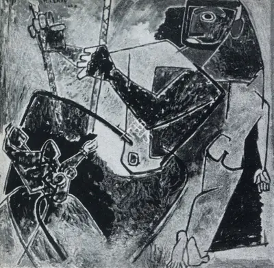M.F. Husain (Artist), Pull, 1952, Painting