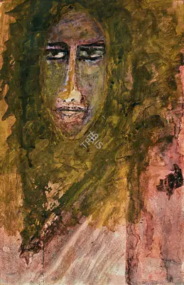 Rabindranath Tagore (Artist), Untitled (Head of a Woman), 1939, Painting
