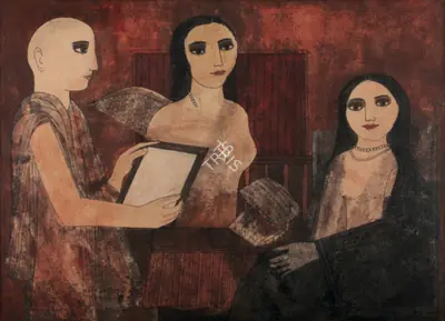 Badri Narayan (Artist), The Models Of Imagination And Reality, 1991, Drawing