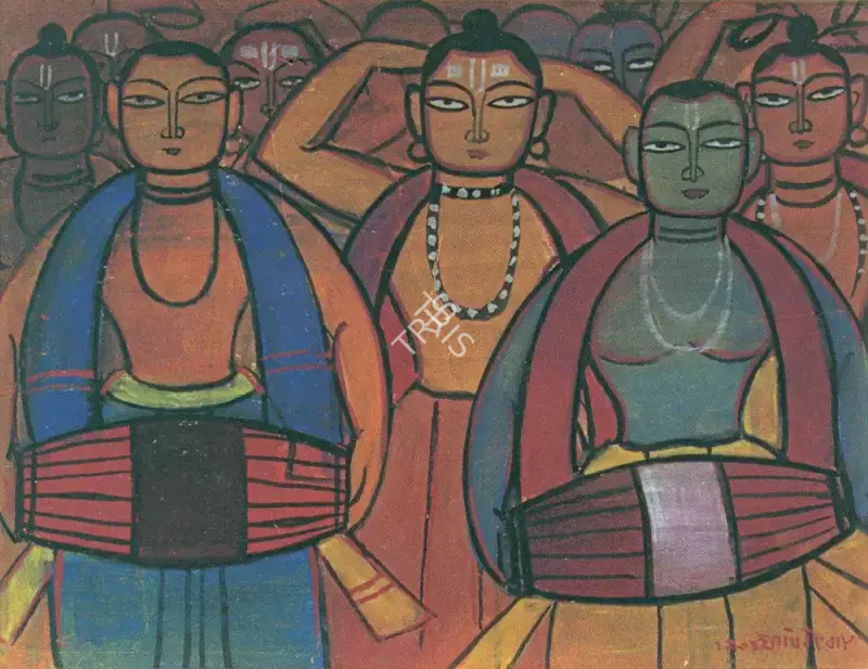 Jamini Roy (Artist), Santhal Drummers, 1934, Painting