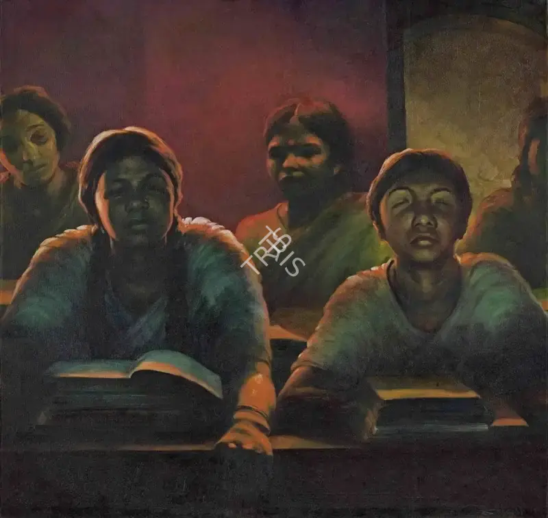 Bikash Bhattacharjee (Artist), Evening Class, 1985, Painting