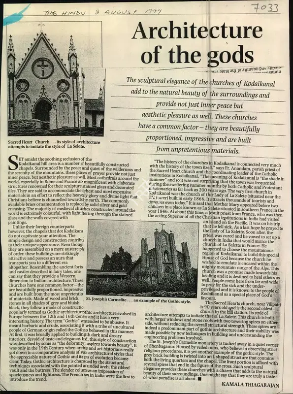 Kamala Thiagarajan (Reporter), Architecture of the gods, 1999, Newspaper Clipping