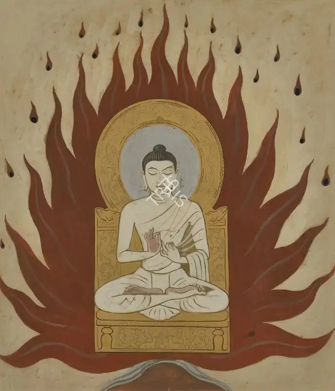K.K. Hebbar (Artist), Buddha, 1960, Painting