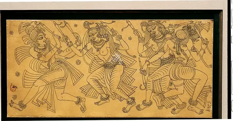 Nandalal Bose (Artist), Dandiya Dance, 1952, Drawing