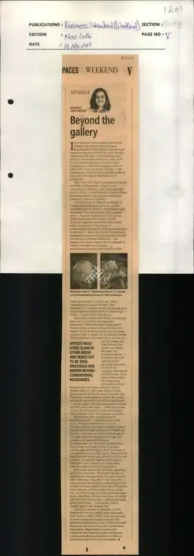 Bharati Chaturvedi (Reporter), Beyond the Gallery, 2009, Newspaper Clipping