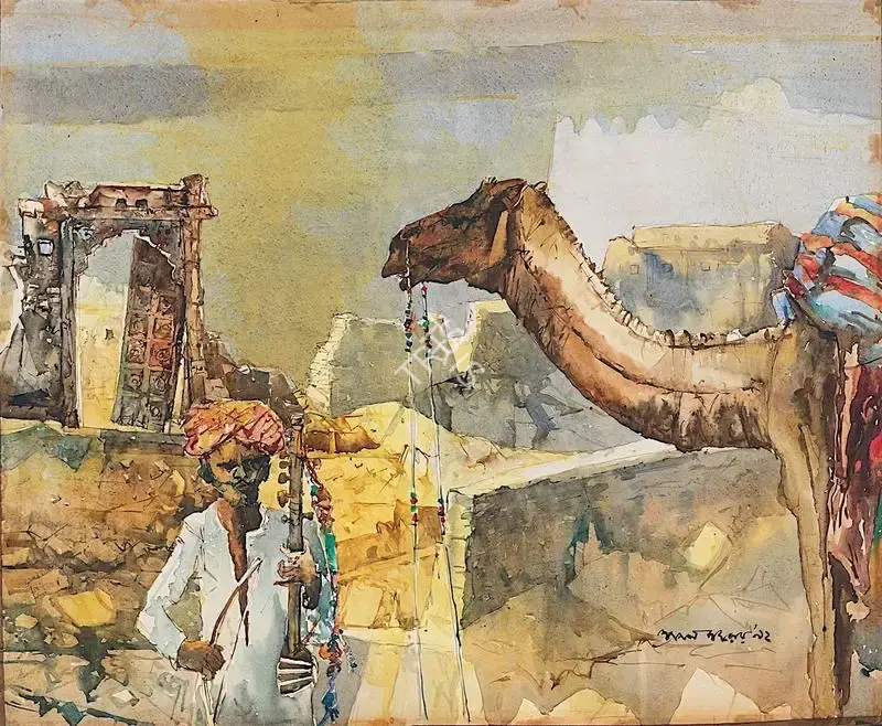 Ray, Shyamal Dutta (Artist). The Rajasthani Man, 1992 | Painting, De.Onl/09.03.22, 2022 · DeRivaz & Ives