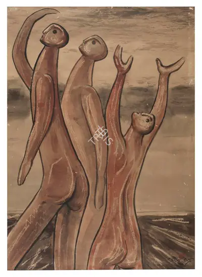 Rathin Maitra (Artist), Untitled (March On I), Painting