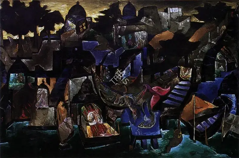 Manu Parekh (Artist), Benaras, 1991, Painting