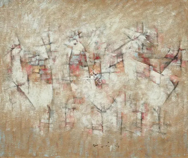 G.R. Santosh (Artist), Untitled (Roosters), 1959, Painting