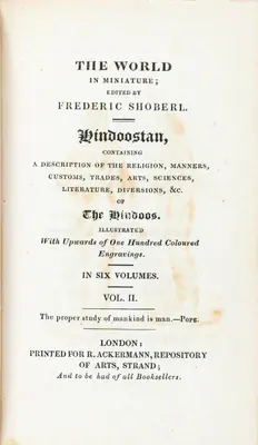 Frederic Shoberl (Editor), Hindoostan, 1822, Edited Antiquarian Book