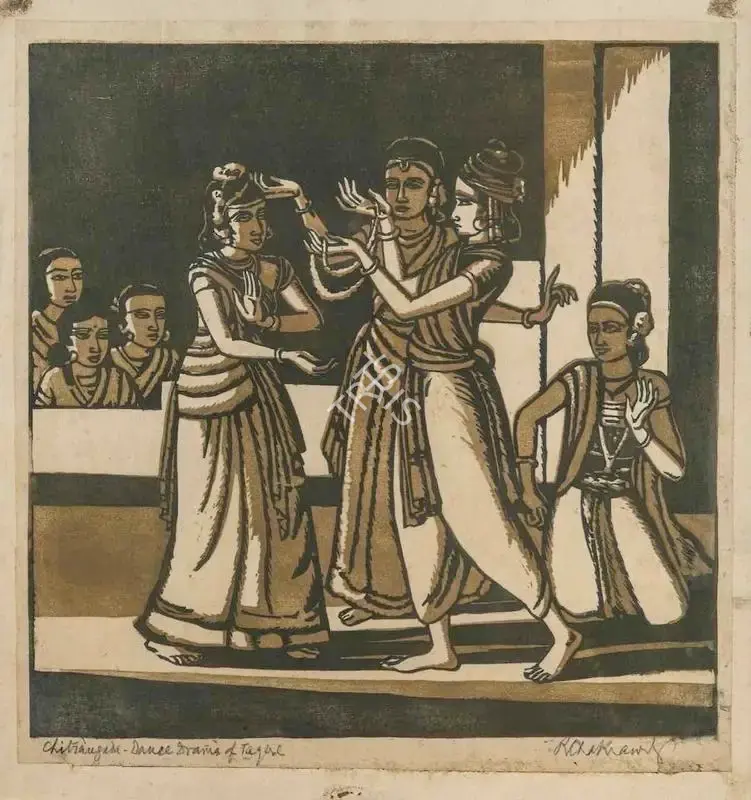 Ramendranath Chakravorty (Artist), The Union - From Rabindranath Tagore's Dance Drama 'Chitrangada', 1941, Painting