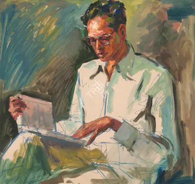 S.H. Raza (Artist), Untitled (Portrait of S.A. Krishnan), 1945, Painting